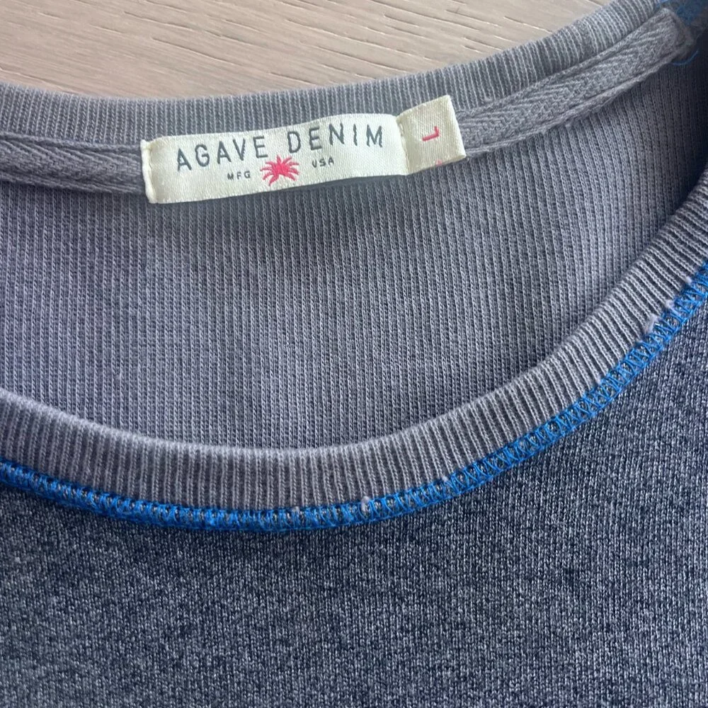 Agave Denim Crewneck Pullover Shirt Long Sleeve Men's Large - Picture 2 of 2